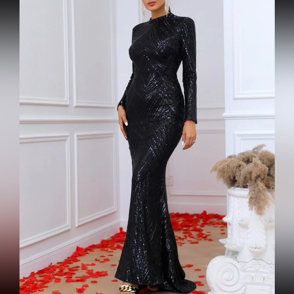 Luxe mermaid hem party wedding sequins dress